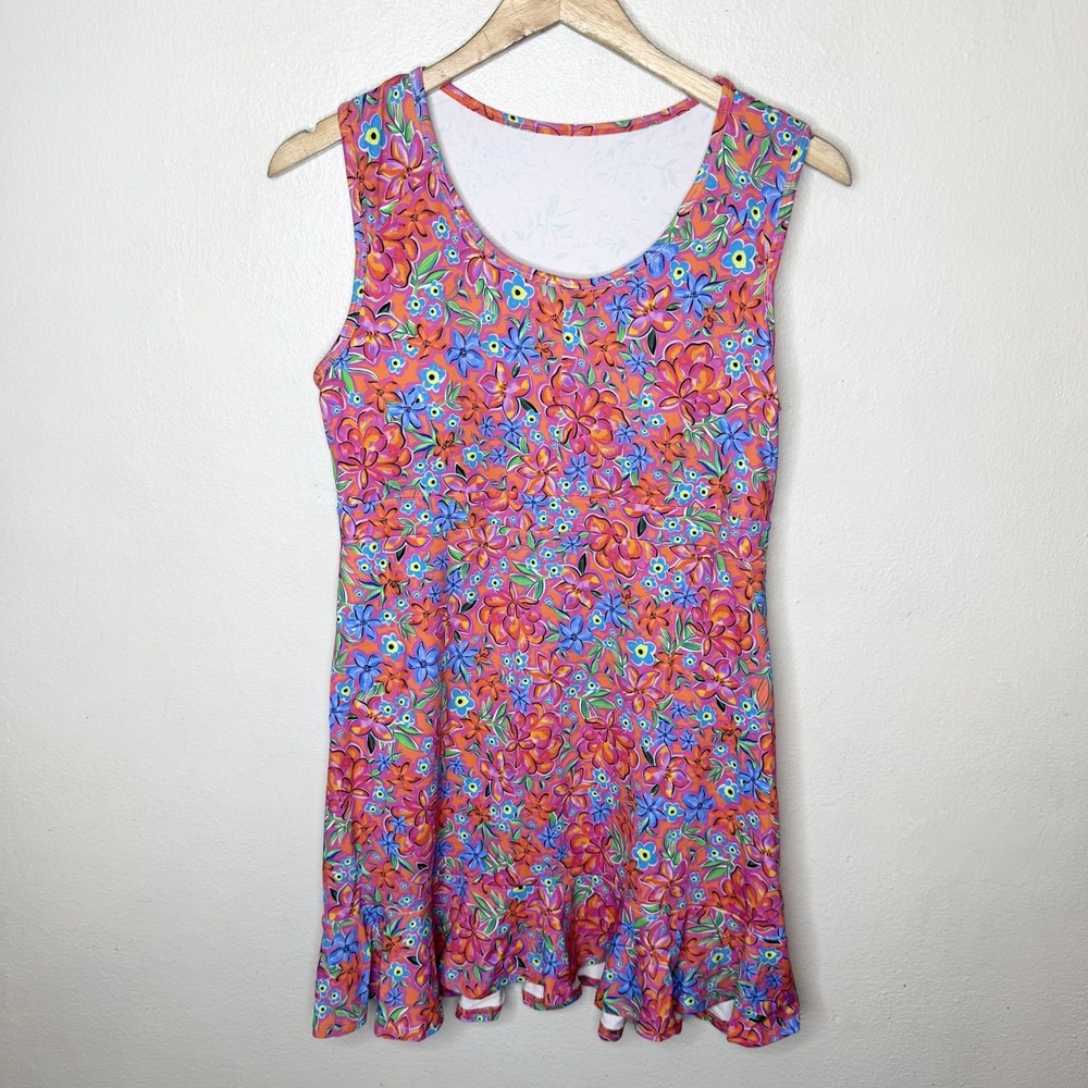 Dona Jo‎ Pickleball Dress Floral Colorful Sleeveless Size 2 Womens US Large